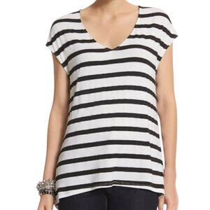 White House Black Market Black White Stripe High Low Top Medium